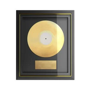 Gold CD prize with label 3d render Stock Illustration