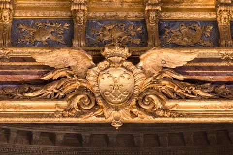 Gold Ceiling pattern detail from Versailles Palace Stock Photos
