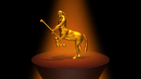 Gold, Centaur, half-human half-horse creature, loop 스톡 동영상 329176214