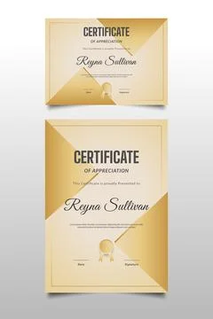 Gold Certificate Template with Elegant Design Stock Illustration