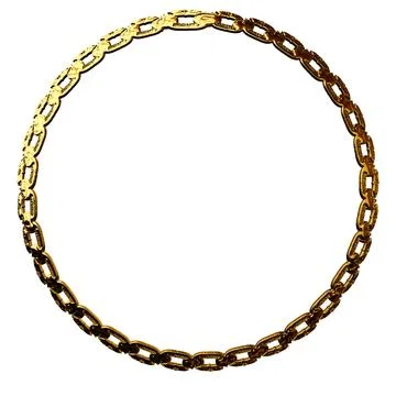 GOLD chain creating perfect circle on white background Stock Illustration