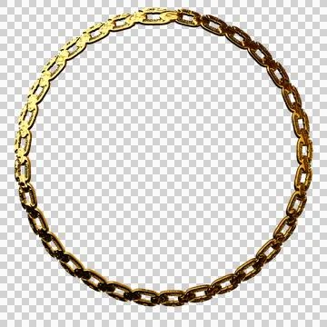 GOLD chain creating perfect circle on white background Illustrazione stock