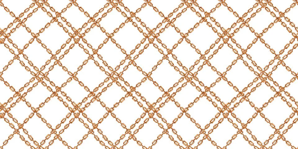 Gold chain diagonal seamless pattern watercolor Stock Illustration
