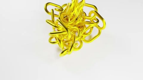 Gold chain falling on a white surface Video stock 210452461