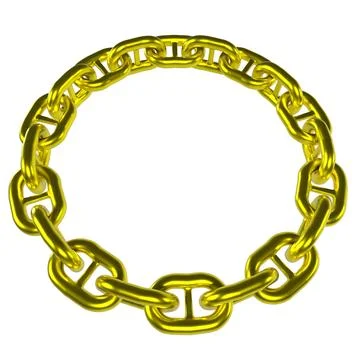 Gold chain with interlocking links isolated on white background Illustrazione stock