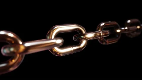 Gold chain looping shallow depth of field 3D animation Video stock 166112480