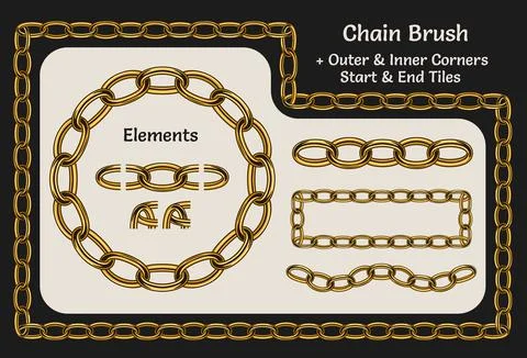 Gold chain pattern brush in vintage style Illustrazione stock