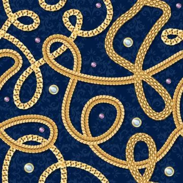 Gold Chain Seamless Pattern Stock Illustration