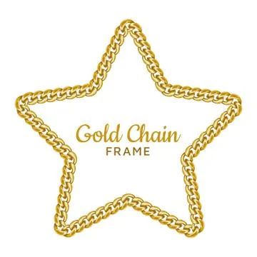 Gold chain star border frame. Wreath starry shape. Jewelry accessories. Stock Illustration