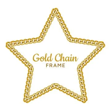 Gold chain star border frame. Wreath starry shape. Jewelry accessory. Stock Illustration