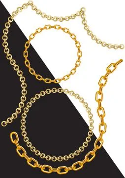 Gold chains in different forms Stock Illustration