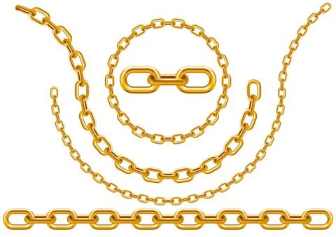 Gold chains in different sizes and forms Stock Illustration