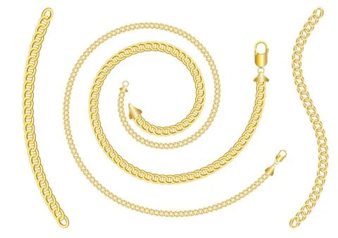 Gold chains in different sizes Stock Illustration