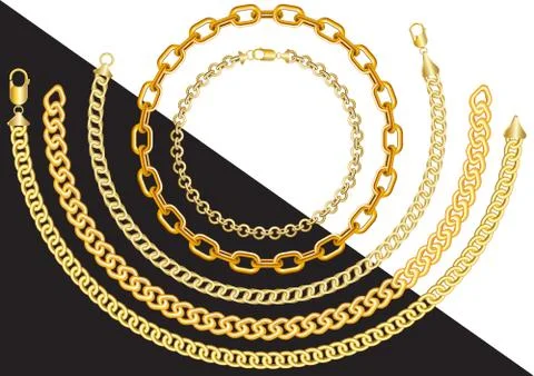 Gold chains in different sizes Stock Illustration