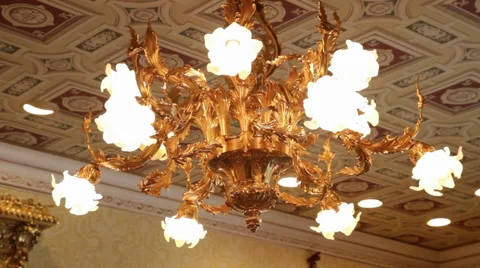 Gold Chandelier Video stock 40805605