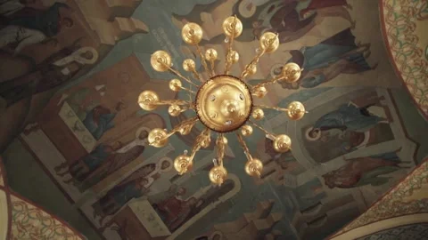 Gold chandelier Stock Footage 130398546
