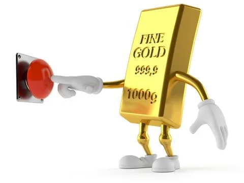Gold character with push button Stock Illustration