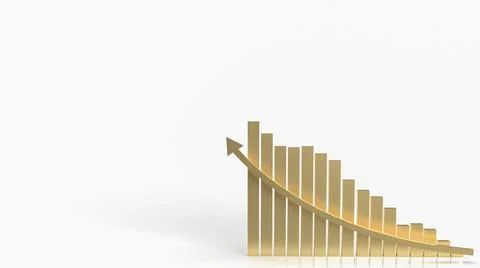 The gold chart arrow up on white background for business concept 3d rendering Stock Illustration