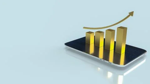 The gold chart on tablet for business concept 3d rendering Stock Illustration
