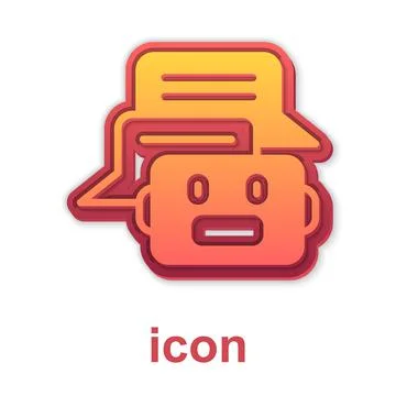 Gold Chat bot icon isolated on white background. Chatbot icon. Vector Illustrazione stock
