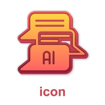 Gold Chat bot icon isolated on white background. Chatbot icon. Vector Illustrazione stock