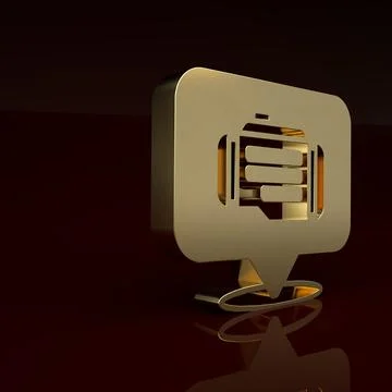 Gold Check engine icon isolated on brown background. Minimalism concept. 3D Stock Illustration