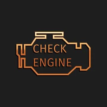 Gold Check engine icon isolated on black background. Long shadow style. Vector Stock Illustration