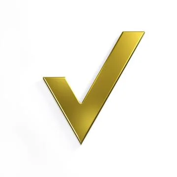Gold Check Mark. 3D Render Illustration Stock Illustration