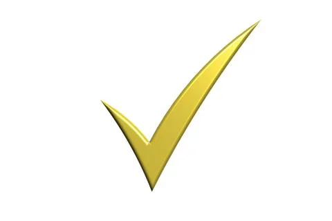 Gold Check Mark. 3D Render Illustration Stock Illustration