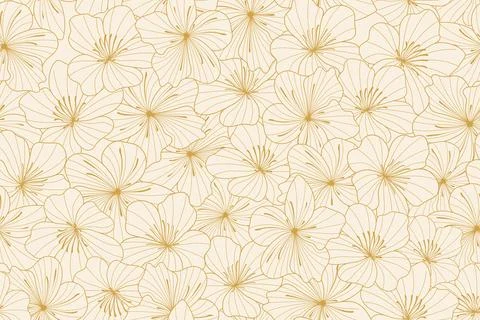 Gold cherry blossom seamless pattern. Natural texture with blossom sakura t.. Stock Illustration