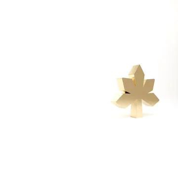 Gold Chestnut leaf icon isolated on white background. 3d illustration 3D rend Stock Illustration