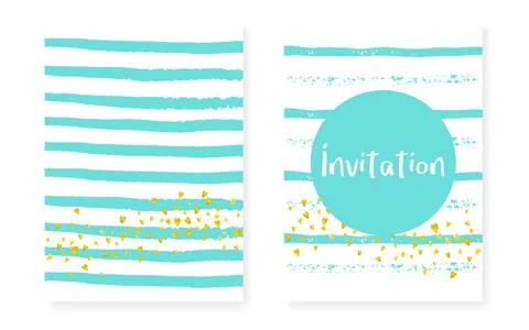 Gold Chic Backdrop. Stripe Stylish Invite. Mint Stock Illustration
