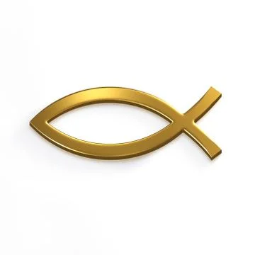 Gold Christ Fish . 3D Render Illustration Stock Illustration