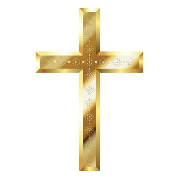 Gold Christian glitter cross with pattern Stock Illustration