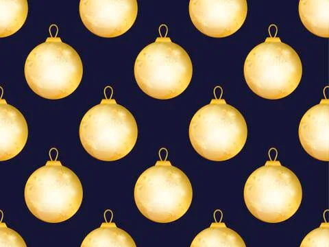 Gold christmas balls seamless pattern. Bokeh effect. Greeting card design tem 스톡 일러스트