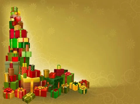 Gold christmas gift background Stock Illustration
