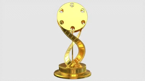 Gold cinema award - 3d render looped with alpha channel. Video stock 261038505