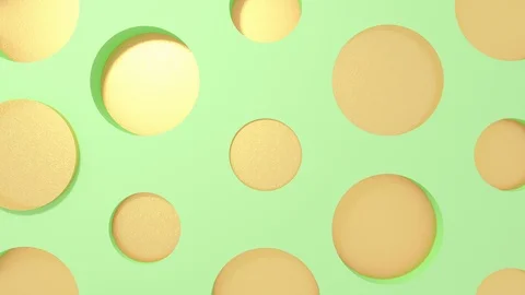 Gold circle 3d shapes geometric animation on green pastel background. 4k loop re Stock Footage 107775862