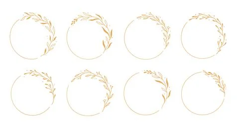 Gold circle frame, elegant wreath round border Illustrazione stock
