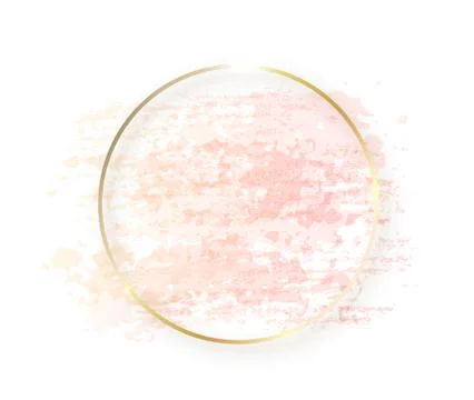 Gold circle frame with pastel nude pink texture and shadow isolated on white Stock Illustration