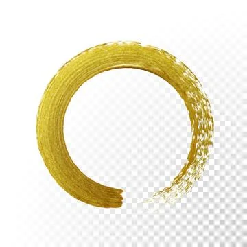 Gold circle glitter texture paint brush on vector transparent background Stock Illustration
