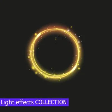Gold circle light effect, golden bright light effect Stock Illustration