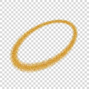 Gold circle. Light glitter effect. Golden ring, isolated white transparent ba Illustrazione stock