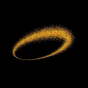 Gold circle. Light glitter effect. Golden ring, isolated black background. El Stock Illustration