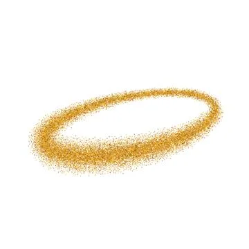 Gold circle. Light glitter effect. Golden ring, isolated white background. El Illustrazione stock
