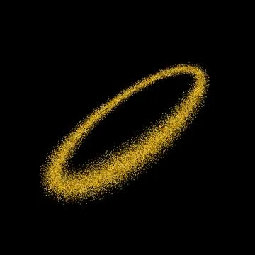 Gold circle. Light glitter effect. Golden ring, isolated black background. El Stock Illustration