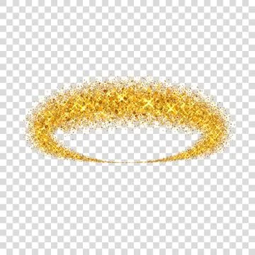 Gold circle. Light glitter effect. Golden ring, isolated white transparent ba Stock Illustration