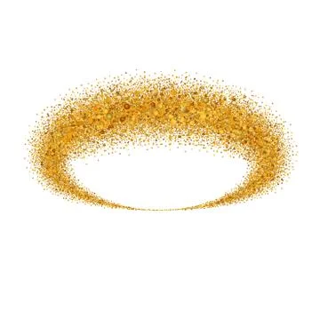 Gold circle. Light glitter effect. Golden ring, isolated white background. El Stock Illustration