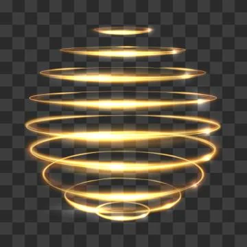 Gold circle light tracing effect, glowing magic 3d sphere isolated on Illustrazione stock