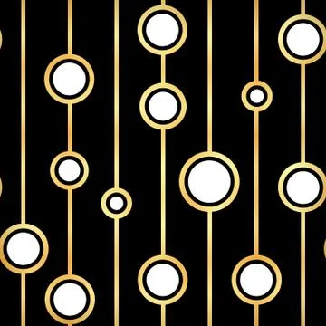 Gold circle on lines seamless pattern background. Golden circle confetti. Ill Stock Illustration